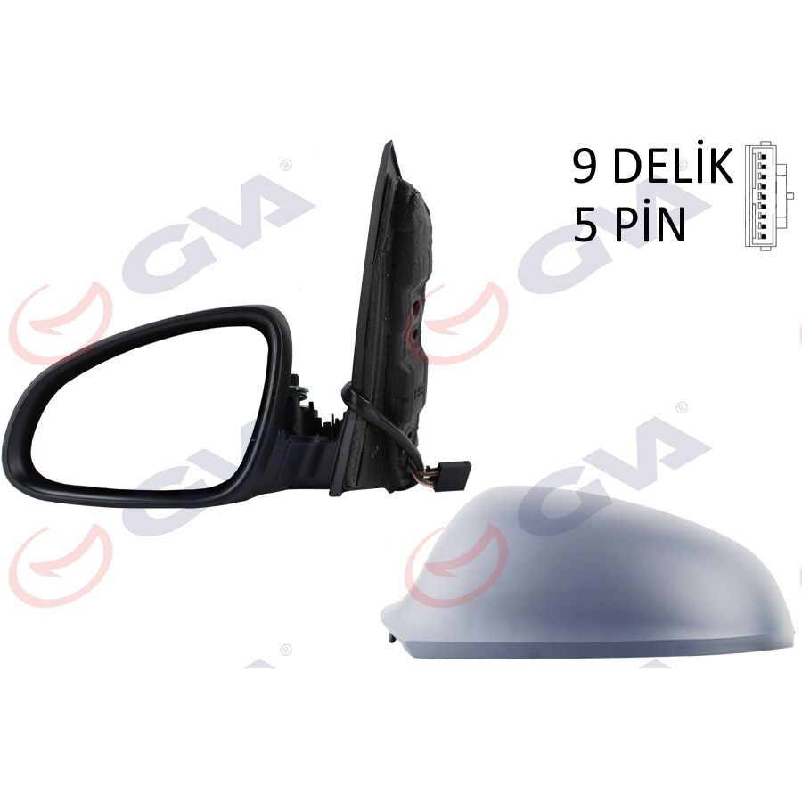 GVA DIŞ DİKİZ AYNASI SOL ASTRA J 09> ELEKTRİKLİ ISITMALI ASTARLI ASFERİK 5 FİŞ VM-973EHPAL (13308359)