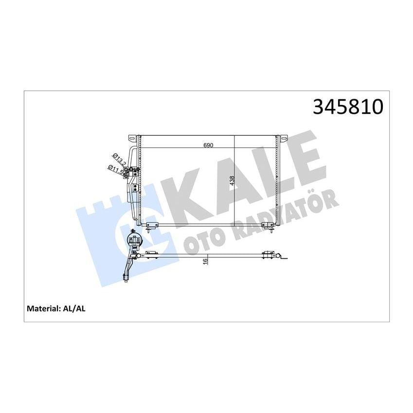KALE RADYATOR KLİMA RADYATÖRÜ KONDENSERİ OPEL OMEGA B 94 03 665X450X16 AL/AL (1850059)
