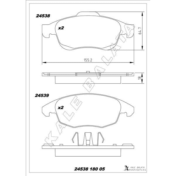 KALE BALATA ÖN FREN BALATASI PEUGEOT PARTNER 08>11 P5008 09>17 CITROEN BERLINGO 08> C4 PICASSO 06>15 DS4 11>18 D S5 15>18 283MM (1647862480)