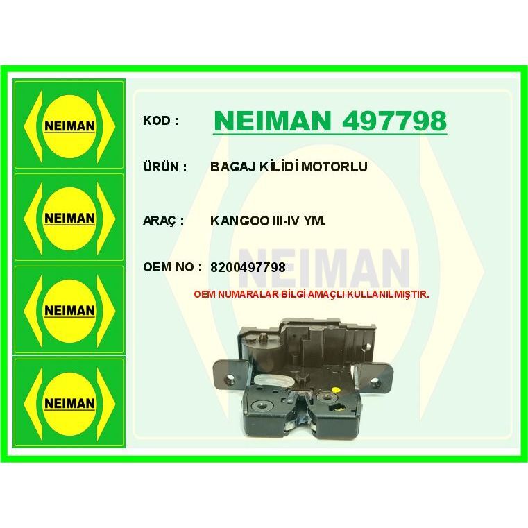 BESCHER BAGAJ KİLİDİ MOTORLU KANGOO III-IV YM. (8200497798)