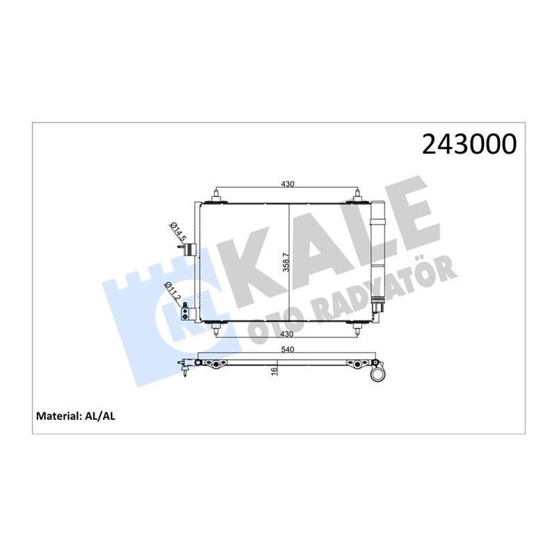 KALE RADYATOR KLİMA KONDENSERİ PARTNER 02 BERLINGO 02 XSARA 00-05 1.9D-2.0HDI 364X16 (6455.AT)