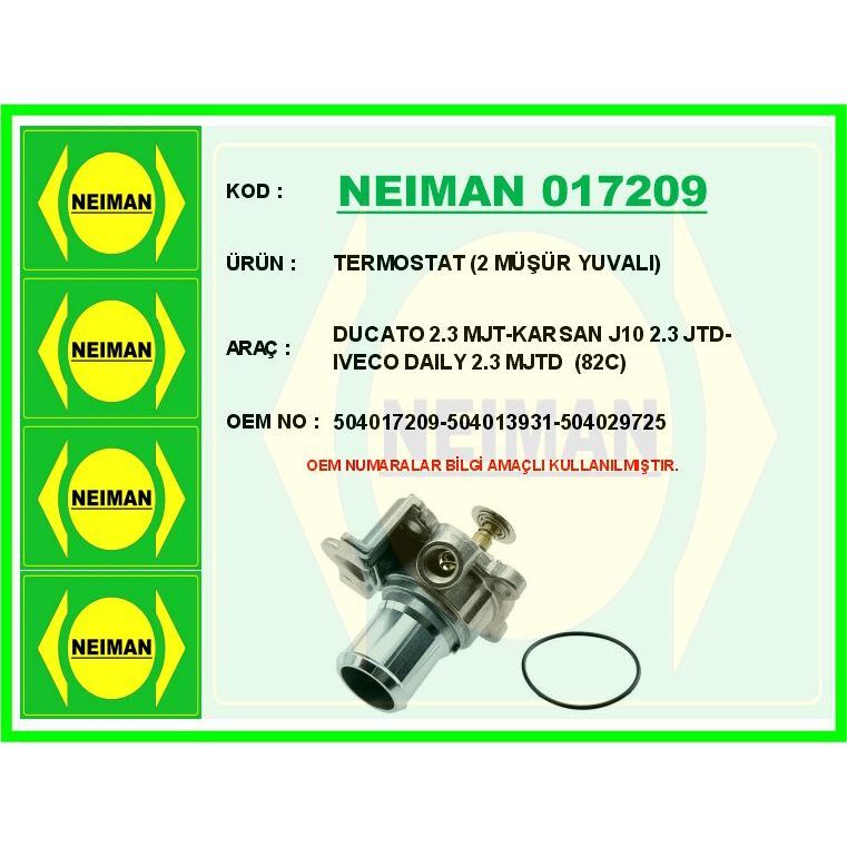 BESCHER TERMOSTAT 2 MÜŞÜR YUVALI DUCATO 2.3 MJT-KARSAN J10 2.3 JTD-IVECO DAILY 2.3 MJTD 82C (504013931)