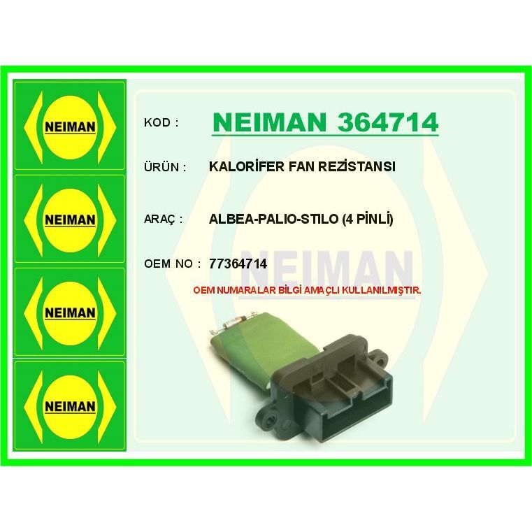 BESCHER KALORİFER FAN REZİSTANSI ALBEA-PALIO-STILO 4 PİNLİ (77364714)