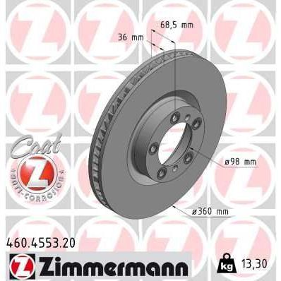 ZIMMERMANN FREN DİSK ON SOL PORSCHE CAYENNE 9YA 17 PANAMERA 971 16 360 MM - 36 MM (9J1615301A)