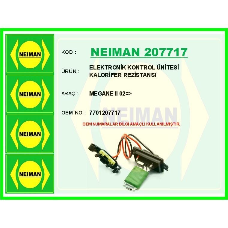 BESCHER ELEKTRONİK KONTROL ÜNİTESİ KALORİFER REZİSTANSI MEGANE II 02 > (7701207717)