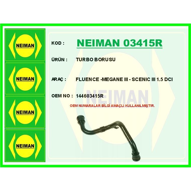 BESCHER TURBO BORUSU FLUENCE 09> MEGANE III 09> SCENIC III 09> 1.5 DCI (144603415R)