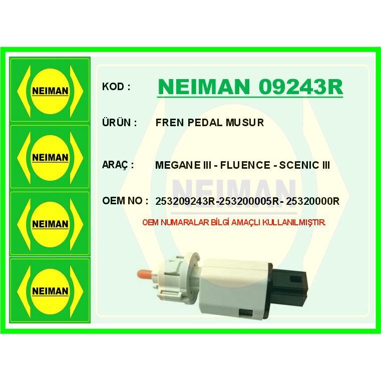 BESCHER FREN MÜŞÜRÜ MEGANE 3-FLUENCE-SCENIC 3 K4M-F9Q-K9K-H4J 4 FİŞLİ (253200005R)