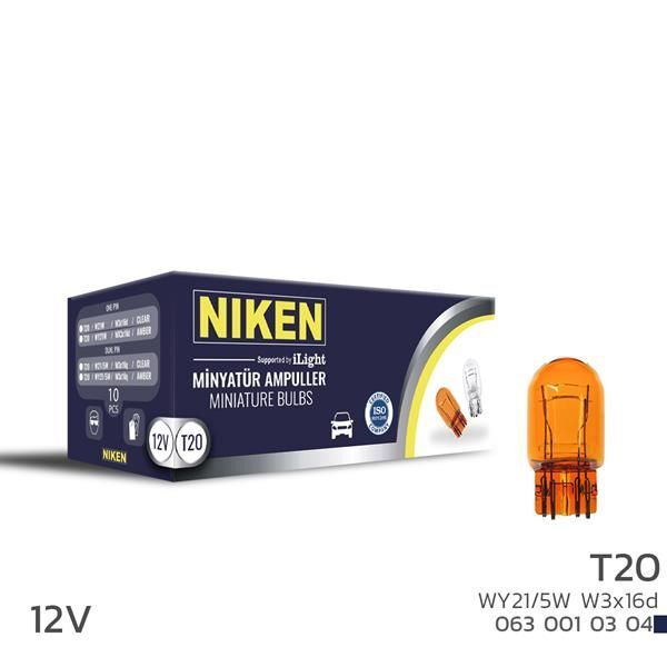NIKEN NIKEN T20 DİPSIZ AMPUL 1016 WY21/5W AMB W3X16D 10LU