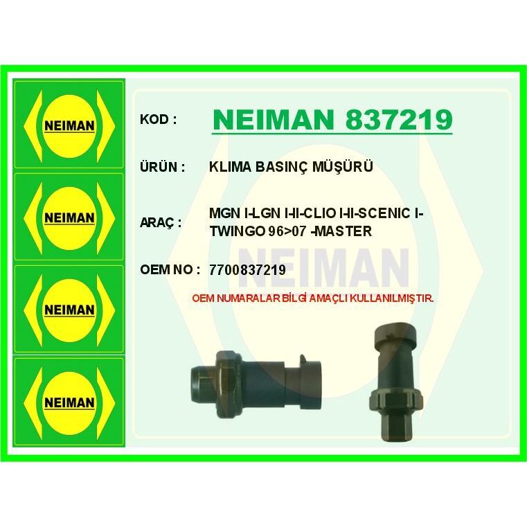 BESCHER KLIMA BASINÇ MÜŞÜRÜ MGN I-LGN I-II-CLIO I-II-SCENIC I-TWINGO 96>07 -MASTER (7700837219)