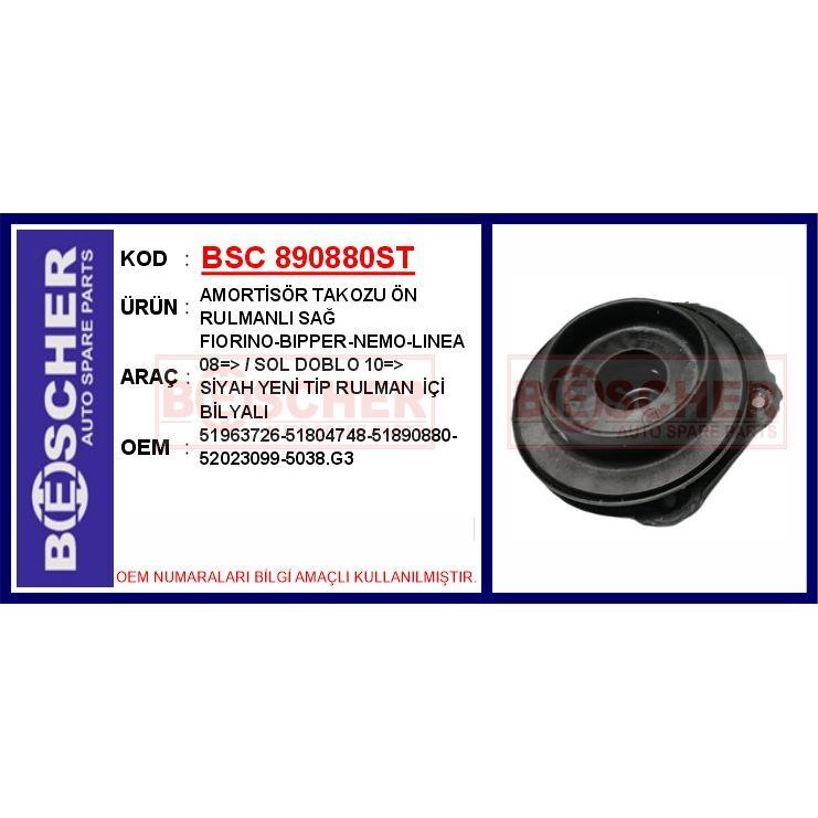 BESCHER AMORTİSÖR TAKOZU ÖN RULMANLI SAĞ FIORINO-BIPPER-NEMO-LINEA 08 > / SOL DOBLO 10 > SİYAH YENİ SN (51804748)