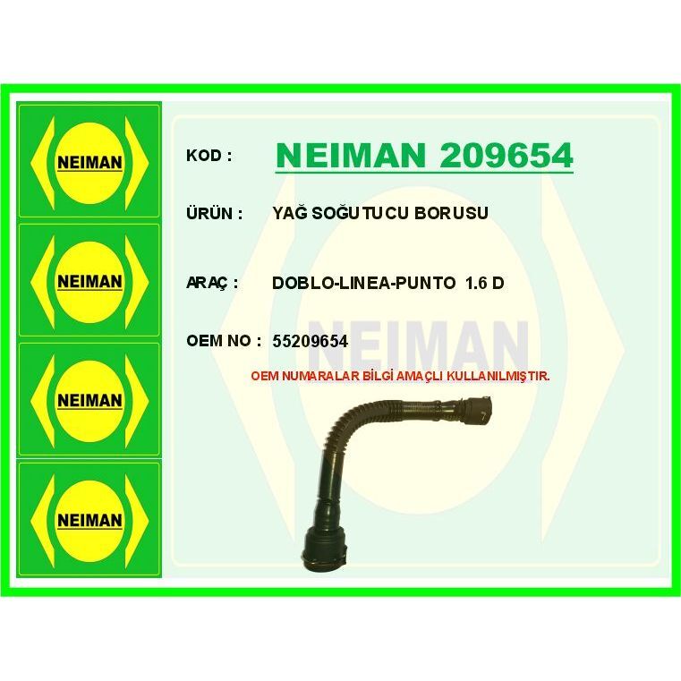 BESCHER YAĞ SOĞUTUCU BORUSU DOBLO-LINEA-PUNTO 1.6 D (55209654)