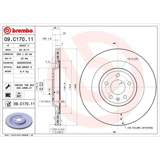 BREMBO FREN DİSKİ ARKA A6/A7/A8 (4H0615601F)