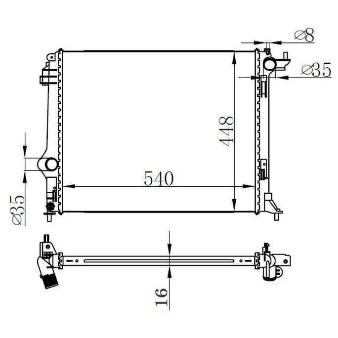 ORIS MOTOR SU RADYATÖRÜ GRAND SCENIC IV 15> MEGANE IV 15> SCENIC IV 15> 1.2 TCE 1.3 TCE 1.5DCI BRAZİNG 540X448X16 (214105169R)