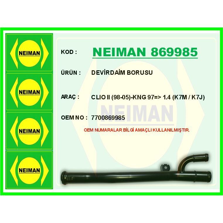 BESCHER DEVİRDAİM BORUSU CLIO II 98-05 -KNG 97 > 1.4 K7M / K7J (7700869985)