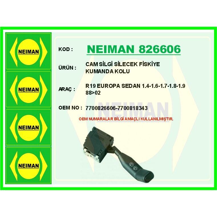 BESCHER CAM SİLGİ SİLECEK FİSKİYE KUMANDA KOLU R19 EUROPA SEDAN 1.4-1.6-1.7-1.8-1.9 88>02 (7700818343)