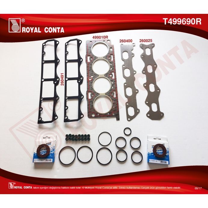 ROYAL MOTOR TAKIM CONTASI REINZ KEÇE SUB.LAS DOBLO-PALIO-ALBEA 1.6 01> 182.B6.000/MT.NO:505169 A KADAR (71718142)