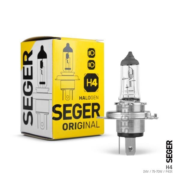 SEGER AMPUL H4 24V 75/70W P43T STANDART YENİLEME 3.500K STANDART IŞIK P43 TIRNAKLI