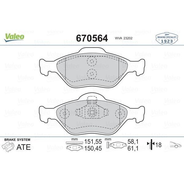 VALEO ÖN BALATA FIESTA 1.4TDCİ ABSLİ 00 > FUSION 02 > MAZDA 121 96 > MAZDA 2 03> (TAMT2K021FSTL)