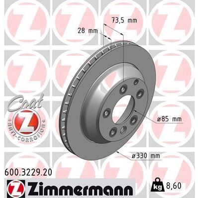 ZIMMERMANN ARKA FREN AYNASI HAVALI TOUAREG 2.5 R5 TDI/3.2 V6 03- 4.2 V8/5.0 V10 TDI 02- 3.0 V6 TDI 04- 6.0 W12 986479095-DF4487S (7L6615601D)