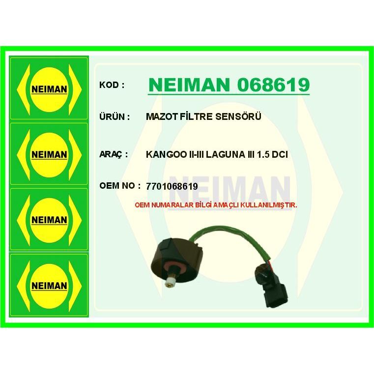 BESCHER MAZOT FİLTRE SENSÖRÜ KANGOO II-III LAGUNA III 1.5 DCI (7701068619)