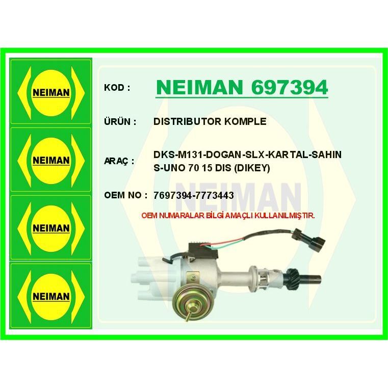 BESCHER DISTRIBUTOR KOMPLE DKS-M131-DOGAN-SLX-KARTAL-SAHIN S-UNO 70 15 DIS DIKEY (7697394)