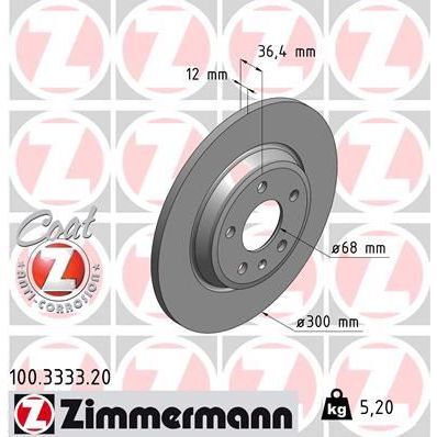 ZIMMERMANN ARKA FREN AYNASI A4-A5 1.8-2.0 07 A6 1.8-2.0 11 A7 2.0-2.8 11 Q5 2.0 09 986479382-DF4848 (08A75910)