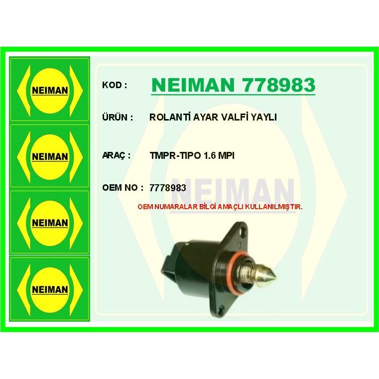 BESCHER ROLANTİ AYAR VALFİ YAYLI TMPR-TIPO 1.6 MPI (7778983)