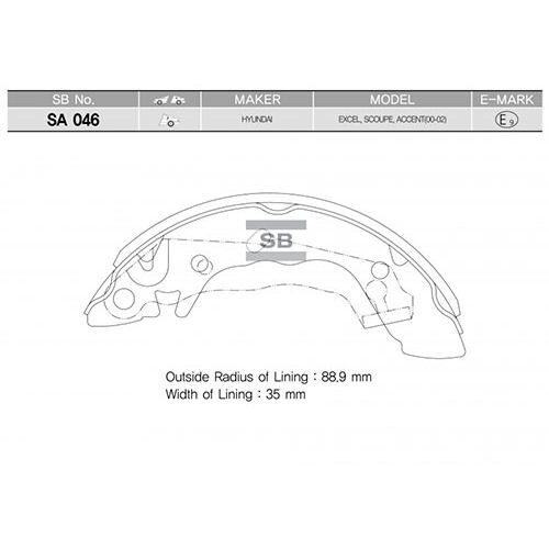 SANGSIN ARKA KAMPANA PABUÇ BALATA HYUNDAI EXCEL 90-95 / S COUPE 92-96 (5830524A00)