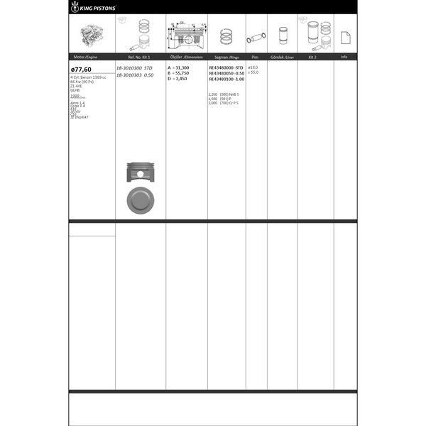 KING PISTON PİSTON SEGMAN 1 RİKEN SEG. 0.50 77.6 050 ÜST ÖLÇÜ OPEL-ISUZU Z1.4XE-GLHB ASTRA 1.4 CORSA 1.4 E16 SE16V C16 SE ENJ/KAT 87-71666-050 87-71666-050-8771666050000G-87-71666 050 (623446)