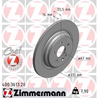 ZIMMERMANN FREN DISKI ARKA MERCEDES ML-CLASS W163 98 05 (A1634230212)