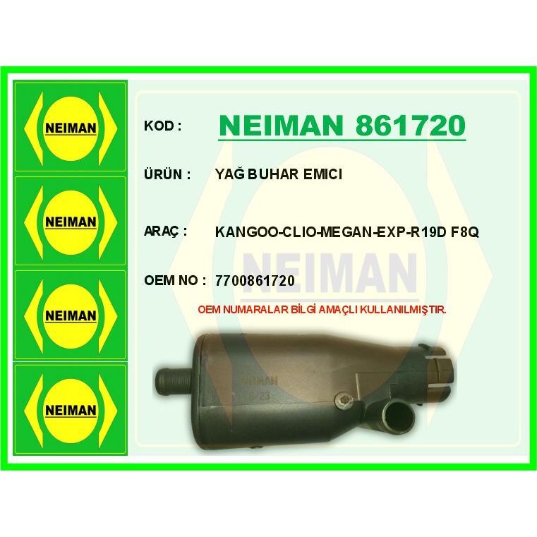 BESCHER YAĞ BUHAR EMICI KANGOO-CLIO-MEGAN-EXP-R19D F8Q (7700861720)