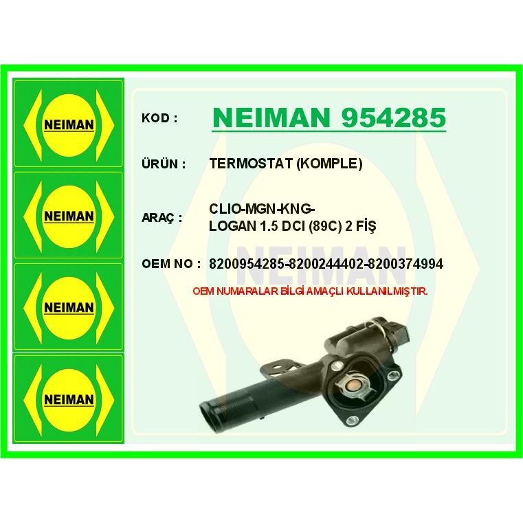 BESCHER TERMOSTAT KOMPLE CLIO-MGN-KNG-LOGAN 1.5 DCI 89C 2 FİŞ (8200244402)