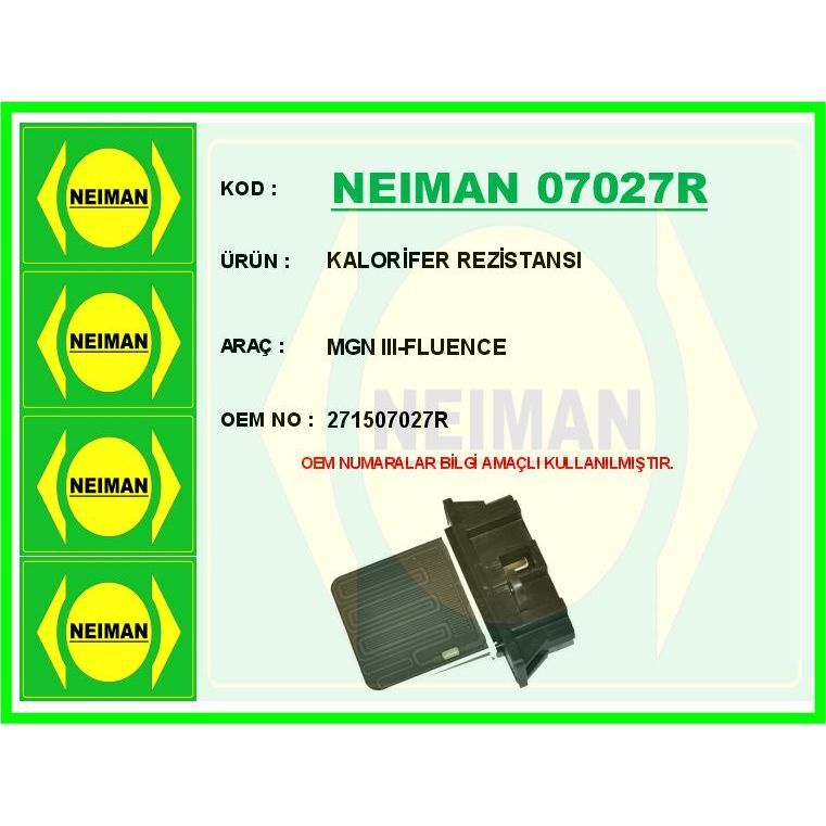 BESCHER KALORİFER REZİSTANSI MGN III-FLUENCE (271507027R)