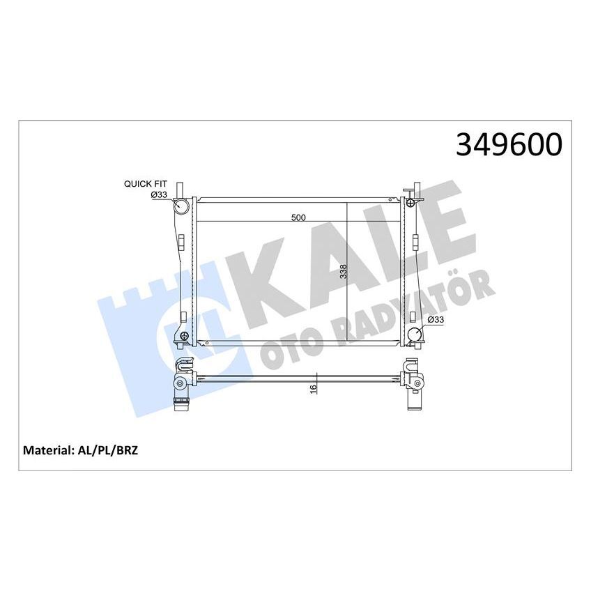 KALE RADYATOR MOTOR SU RADYATORU FIESTA V FUSION 01 08 1.25 1.4 16V 1.6 16V MAZDA II 1.4 16V 1.6 16V 02 OLCU 500 358 16 (1141490)