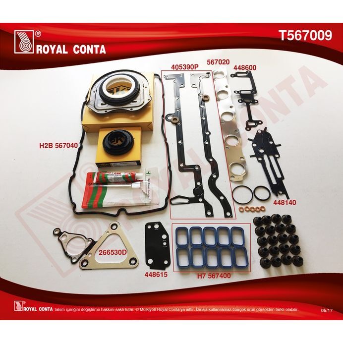 ROYAL MOTOR TAKIM CONTA SKT KEÇELİ S.LASTİKLİ TAM TAKIM C. SKCSİZ TRANSIT V348 3.2 200PS 07>11 RANGER TKE 11> 3.2 200PS (7C166008AA)