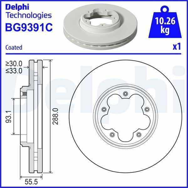 DELPHI ON FREN DISKI AYNASI TRANSIT CUSTOM V362 12 ARKA TEK TEKER CAP 288 33 (2221678)