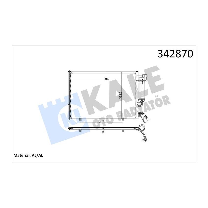KALE RADYATOR KLIMA RADYATORU KONDANSER FIESTA VI EURO 5 1.4TDCI 08 >14 GENİŞLİK: 383MM. UZUNLUK: 550MM (1756718)