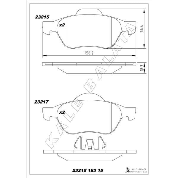 KALE BALATA ÖN FREN BALATASI RENAULT LAGUNA II 01>05 LAGUNA III 07>15 MEGANE II 02> (7701206598)