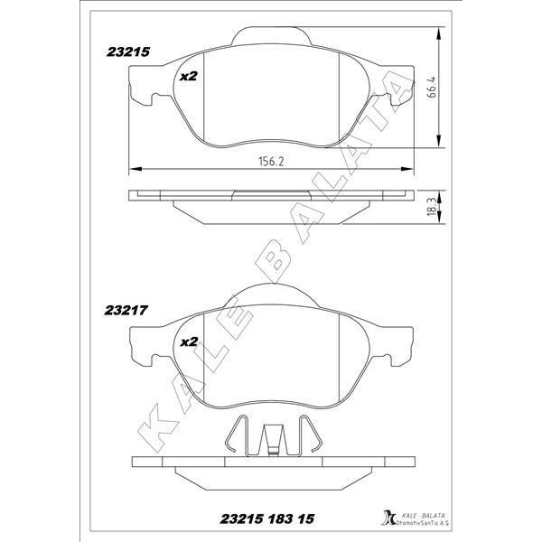 KALE BALATA ÖN FREN BALATASI RENAULT LAGUNA II 01>05 LAGUNA III 07>15 MEGANE II 02> (7701206598)