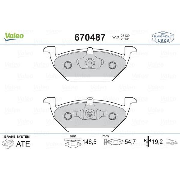 VALEO GDB1357 ÖN BALATA GOLF IV BORA 97-6.05 POLO 99 > OCTAVIA 97 >LEON TOLEDO 99-06 IBIZA 02 > AUDI (1J0698151A)