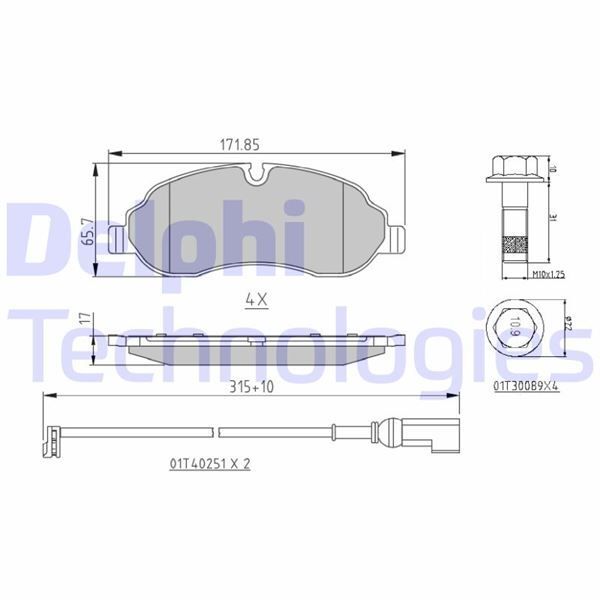 DELPHI ON FREN BALATASI YENİ TRANSİT V363 TTG 14 ÇİFT TEKER FISLI (BK312K021AD)