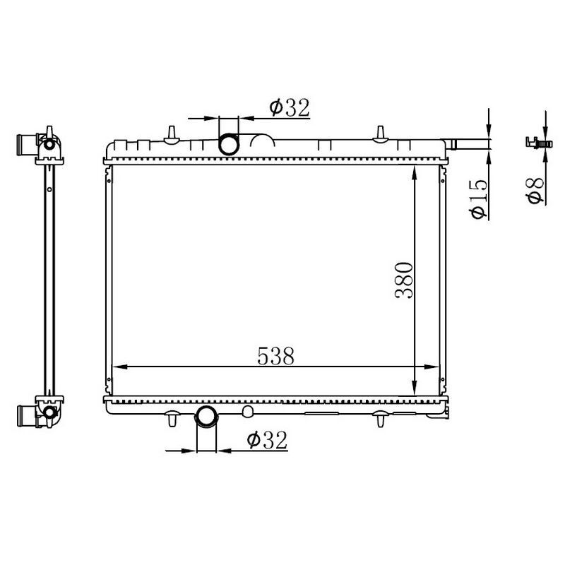 ORIS RADYATÖR BRAZİNG KALIN TİP PEUGEOT 206 98 380X538X22 MEK. (1330.38)