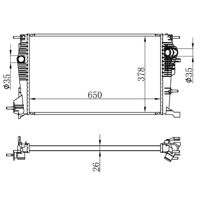 ORIS MOTOR SU RADYATÖRÜ BRAZİNG FLUENCE 10> MEGANE III 09> SC NIC III 09> 1.6DCI 1.9DCI MEK 650X378X26 (214100016R)