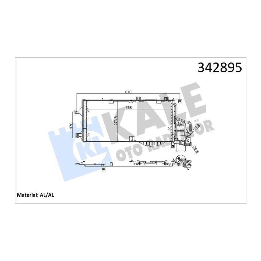 KALE RADYATOR KLİMA RADYATÖRÜ KONDENSERİ KURUTUCU İLE COMBO-CORSA C 1.3CDTI-1.7CDTI 03 548X261X16 (13106020)