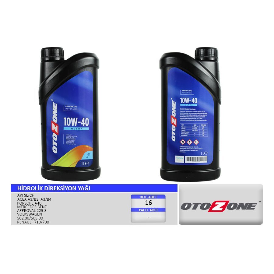 OTOZONE MOTOR YAĞI 10W40 1 LT ULTRA YARI SENTETİK API SL/CF (10W40)