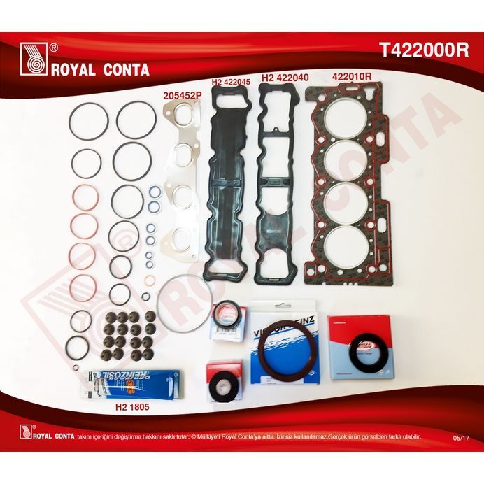 ROYAL MOTOR TAKIM CONTASI CORTECO KEÇELİ S.LASTİKLİ P206-P207P307-P1007-C2-C3-C4 1.4 16V 03 > 88HP ET3J4 (0209.FL)