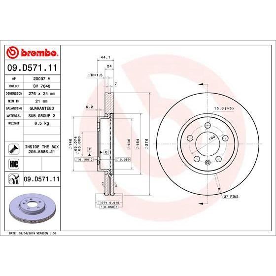 BREMBO FREN DİSKİ ÖN (PRO KAPLAMALI) POLO/IBIZA 18> (2Q0615301H)
