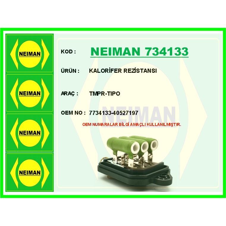 BESCHER KALORİFER REZİSTANSI TMPR-TIPO (40527197)