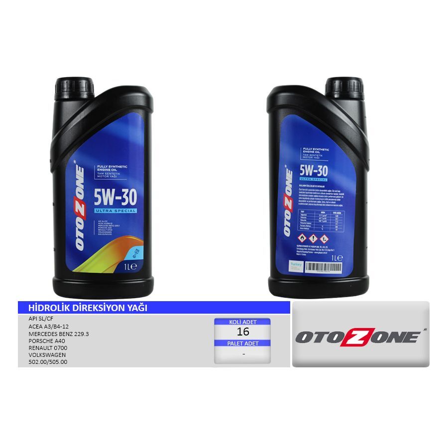 OTOZONE MOTOR YAĞI 5W30 1 LT ULTRA SPECIAL TAM SENTETİK API SL/CF (5W30)