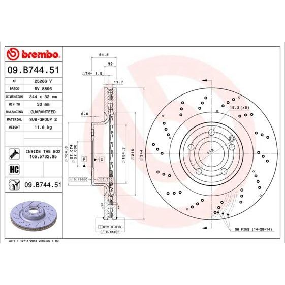 BREMBO FREN DİSKİ ÖN W212 (A0004211612)